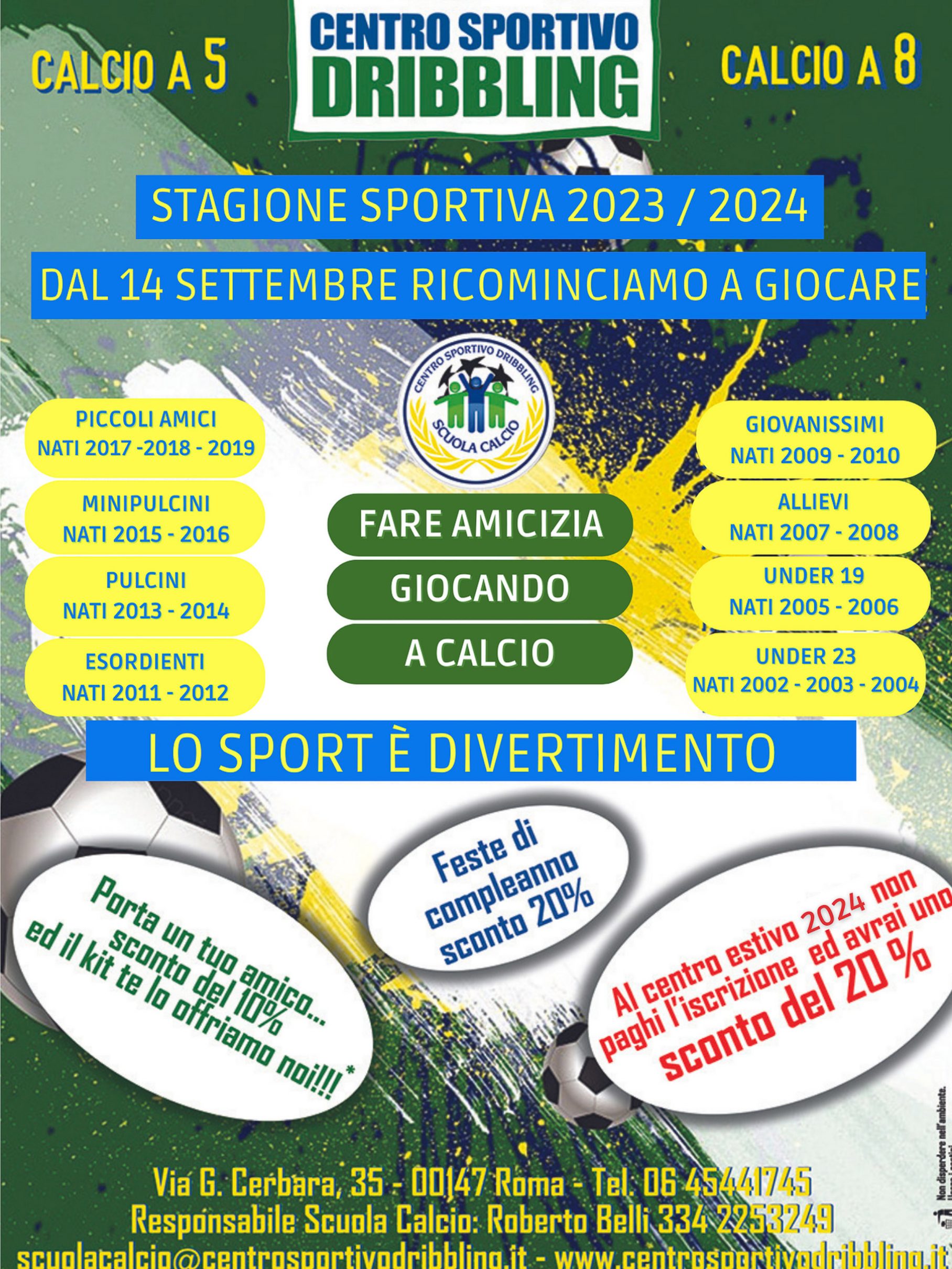 Scuola di calcio 23-24 a Roma